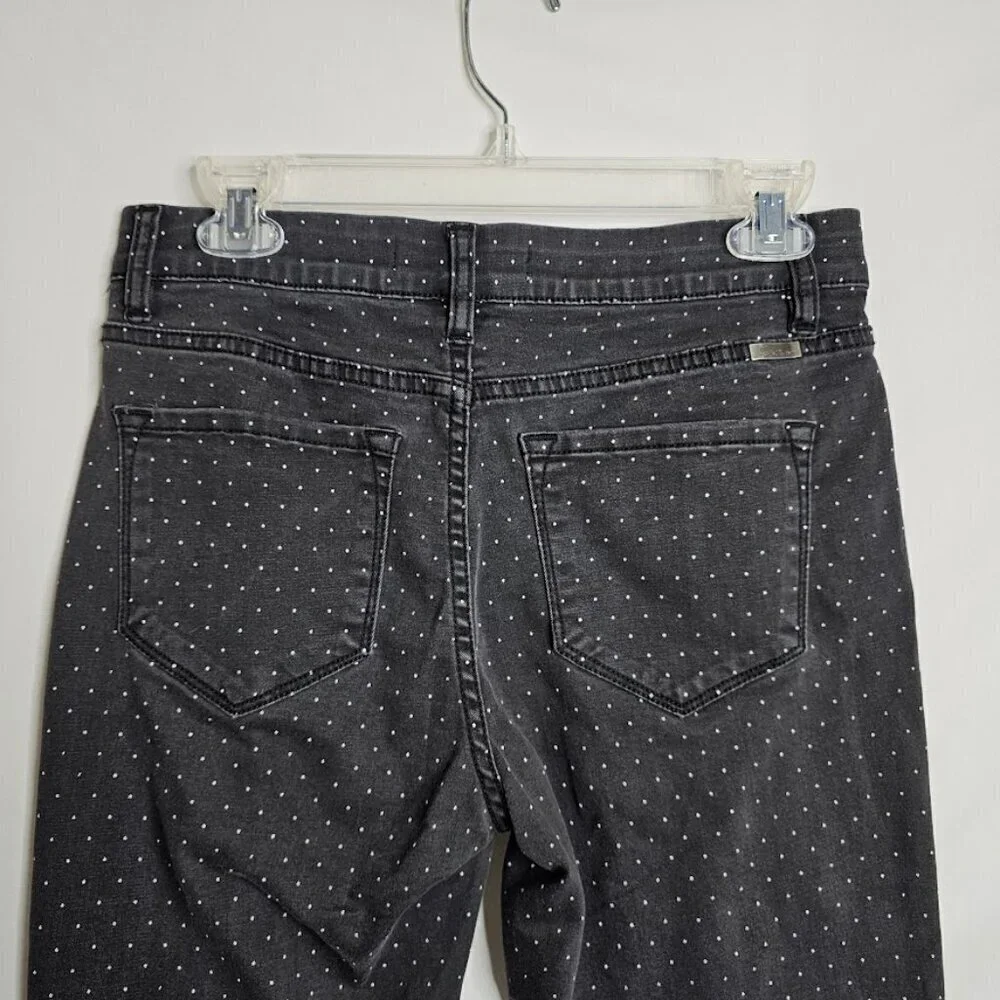 KANCAN Skinny Jeans size 9/28 BLACK w POLKA DOTS Preppy Mid Rise Pants Chic Cute - Picture 8 of 9
